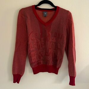 Anne Willi (Parisian Designer) Red V Sweater